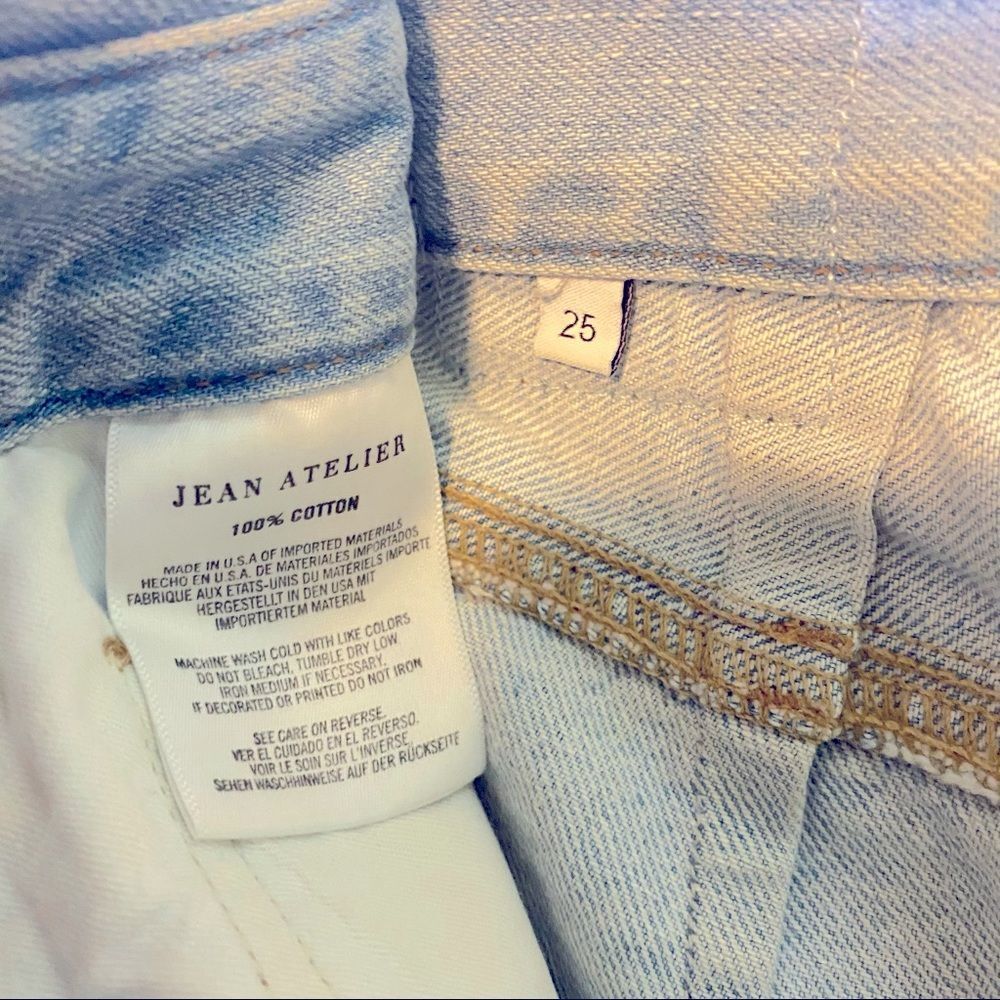 JEAN ATELIER Flip Denim Mini Skirt Raw Hem Blue Jean Size 25 - Picture 8 of 8